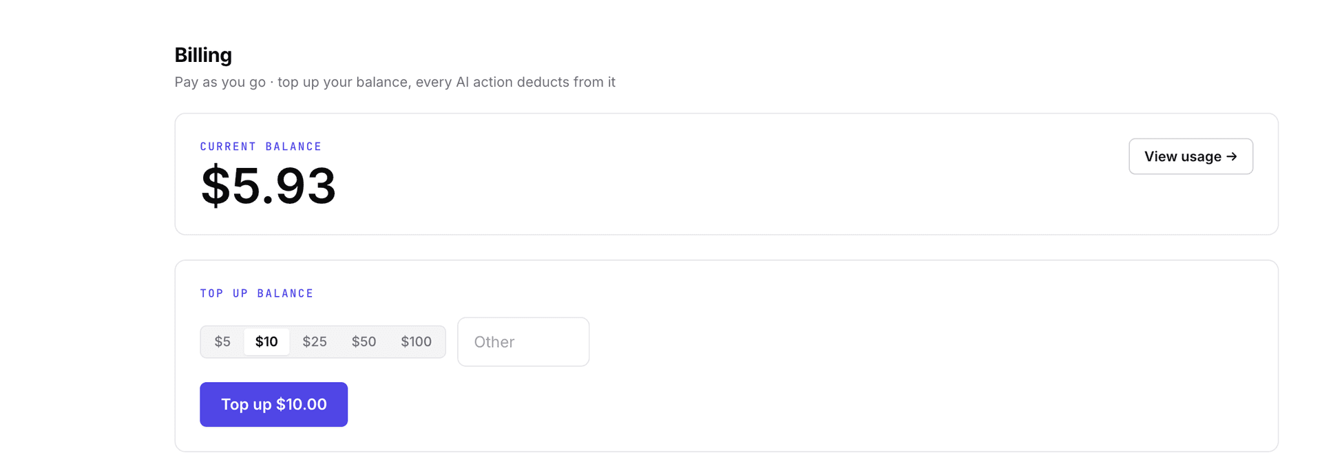 Pay-as-you-go pricing